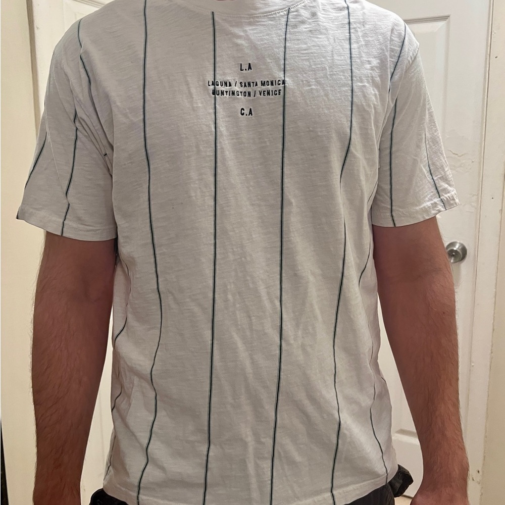 White Short Sleeve Tee Cotton Blend Size M